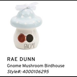 Rae Dunn Gnome Mushroom Birdhouse NIB